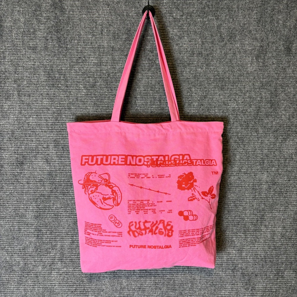 Dua Lipa Future Nostalgia Tour Pink Canvas Tote Bag Red Graphic Offical Merch